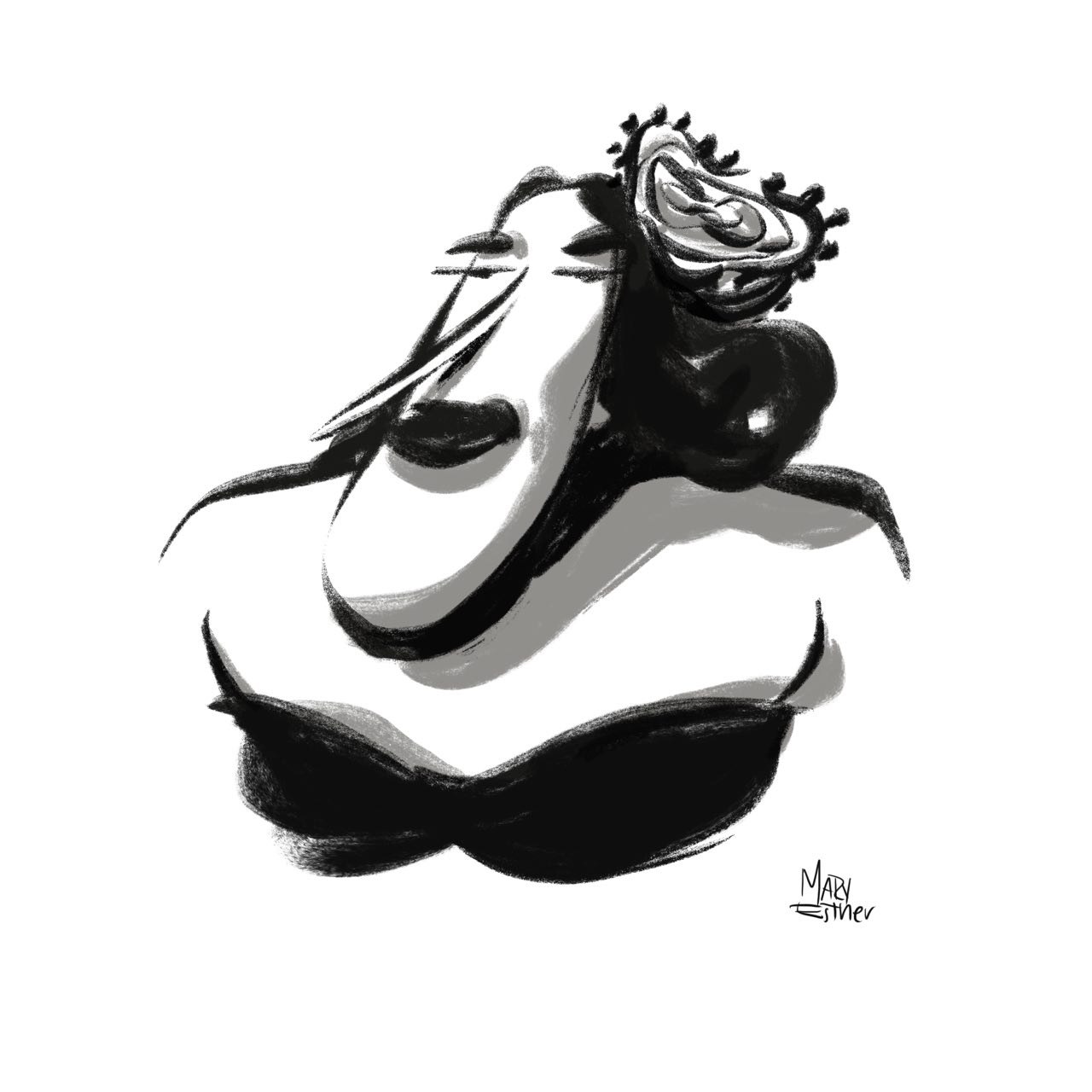 Retrato en ilustración blanco y negro